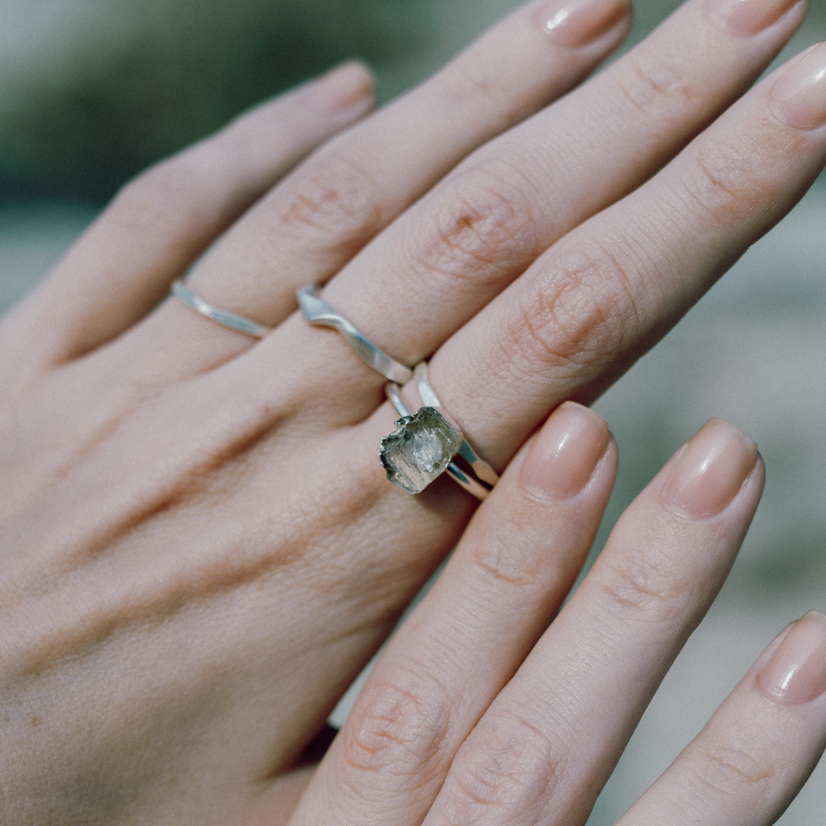 Ripple Stone Ring (Herkimer Quartz)
