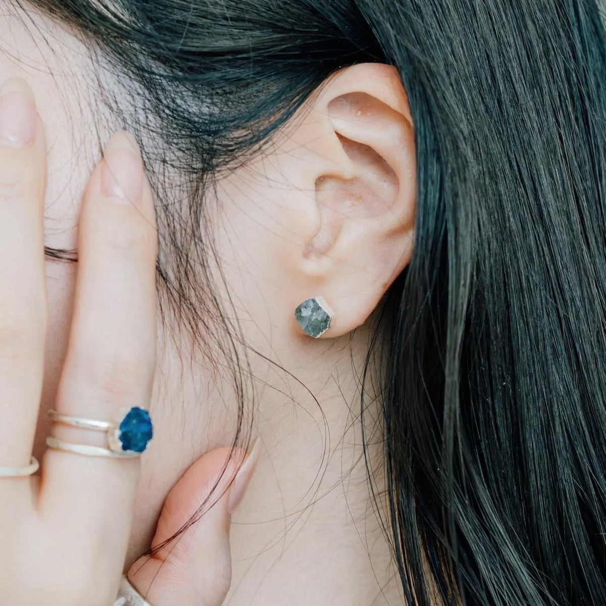 Ripple Stone Pierce(Aquamarine)